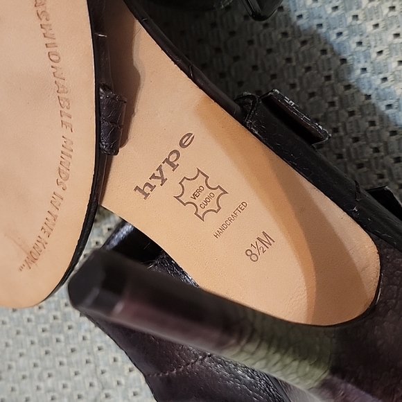 *NEW* HYPE "Blanca" Brown&Green Embossed Leather Buckle Heeled Sandals *Y2K* 8.5 - Picture 11 of 15